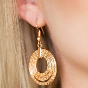 NWT Open Plains gold fishhook back earrings